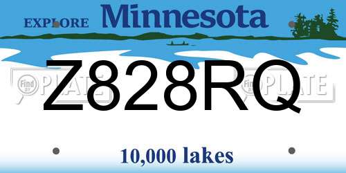 Z828RQ Minnesota License Plate