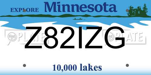 Z82IZG Minnesota License Plate