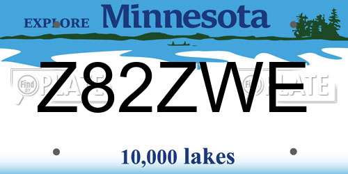 Z82ZWE Minnesota License Plate