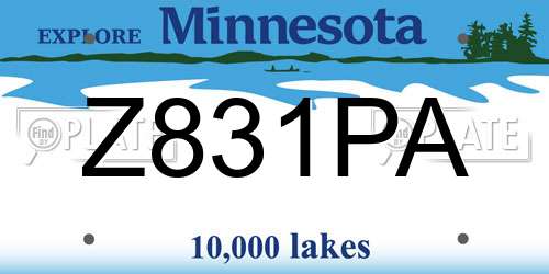 Z831PA Minnesota License Plate