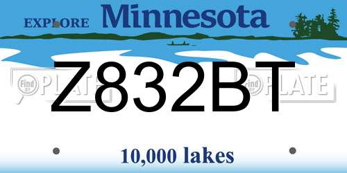 Z832BT Minnesota License Plate