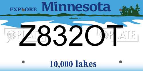 Z832OT Minnesota License Plate