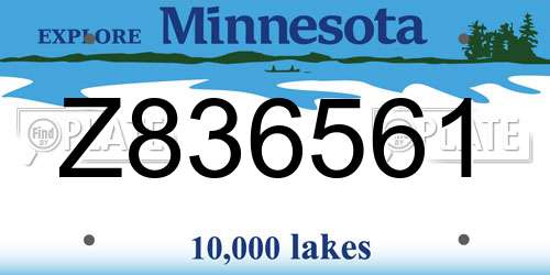 Z836561 Minnesota License Plate