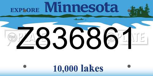 Z836861 Minnesota License Plate