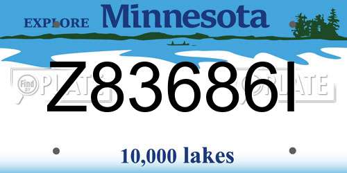 Z83686I Minnesota License Plate
