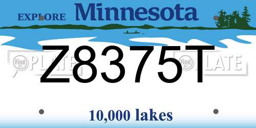 Z8375T Minnesota License Plate