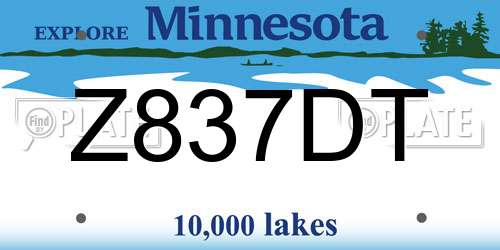 Z837DT Minnesota License Plate