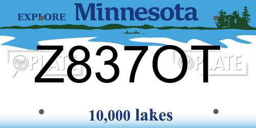 Z837OT Minnesota License Plate