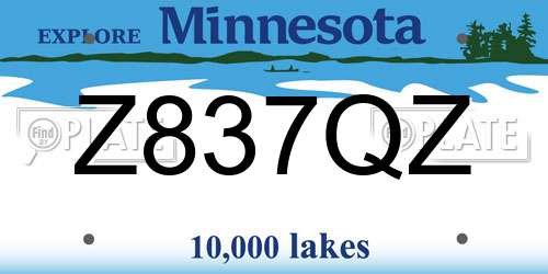 Z837QZ Minnesota License Plate