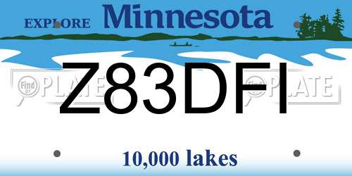 Z83DFI Minnesota License Plate