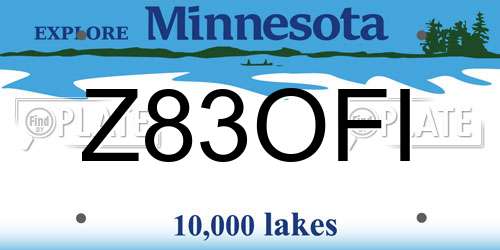 Z83OFI Minnesota License Plate
