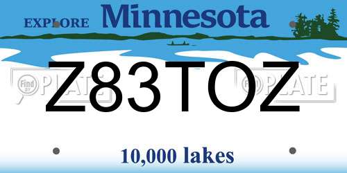 Z83TOZ Minnesota License Plate