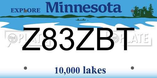 Z83ZBT Minnesota License Plate