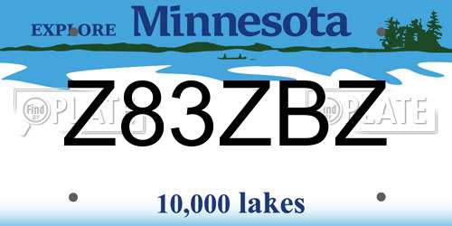 Z83ZBZ Minnesota License Plate