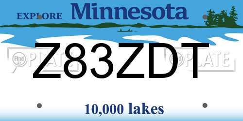 Z83ZDT Minnesota License Plate