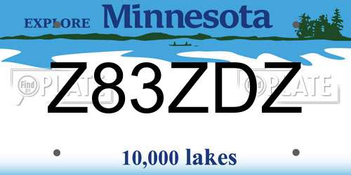 Z83ZDZ Minnesota License Plate