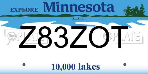 Z83ZOT Minnesota License Plate