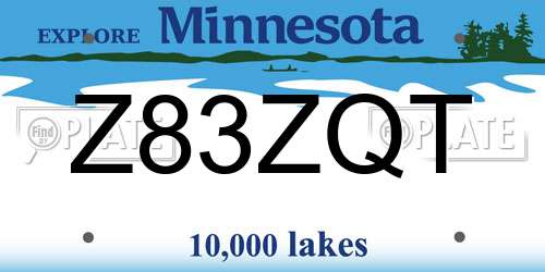 Z83ZQT Minnesota License Plate