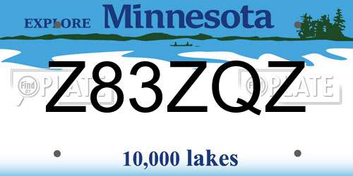 Z83ZQZ Minnesota License Plate