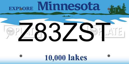 Z83ZST Minnesota License Plate
