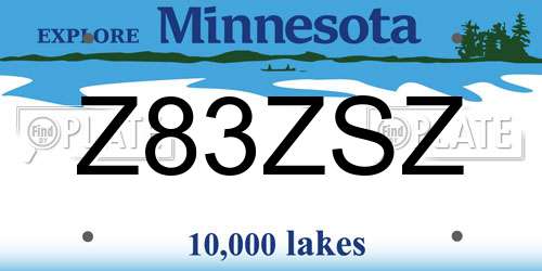 Z83ZSZ Minnesota License Plate