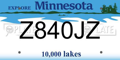 Z840JZ Minnesota License Plate