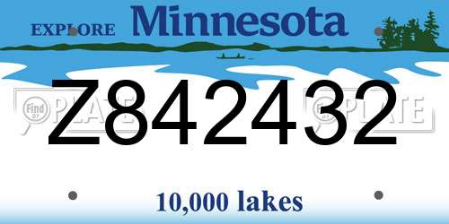 Z842432 Minnesota License Plate