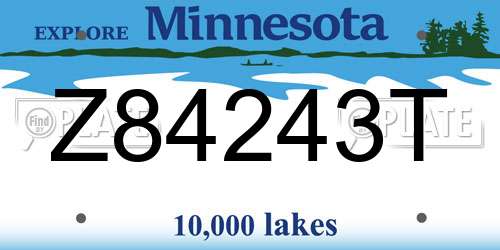 Z84243T Minnesota License Plate