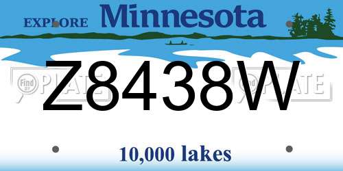 Z8438W Minnesota License Plate