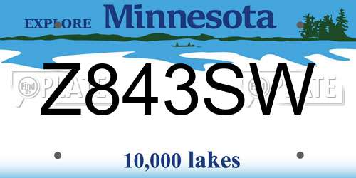 Z843SW Minnesota License Plate