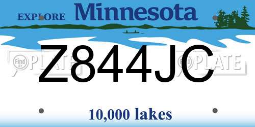Z844JC Minnesota License Plate