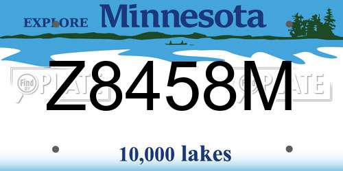 Z8458M Minnesota License Plate