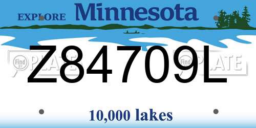Z84709L Minnesota License Plate