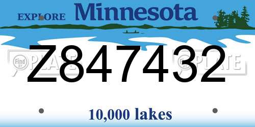 Z847432 Minnesota License Plate