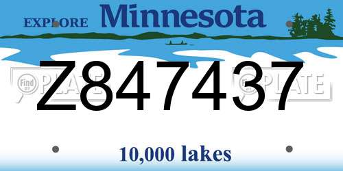 Z847437 Minnesota License Plate