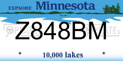 Z848BM Minnesota License Plate
