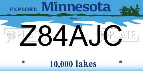 Z84AJC Minnesota License Plate