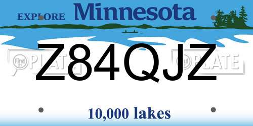 Z84QJZ Minnesota License Plate