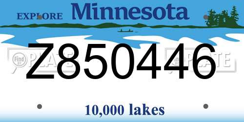 Z850446 Minnesota License Plate