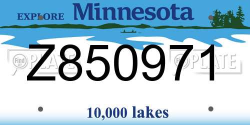 Z850971 Minnesota License Plate