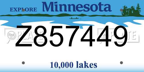 Z857449 Minnesota License Plate