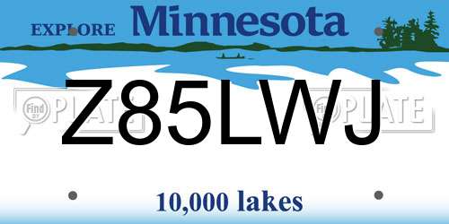 Z85LWJ Minnesota License Plate