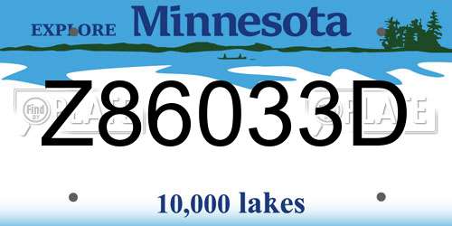 Z86033D Minnesota License Plate