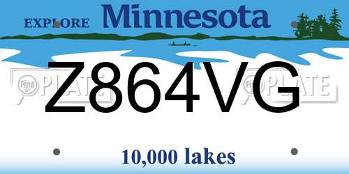 Z864VG Minnesota License Plate