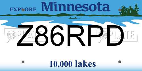 Z86RPD Minnesota License Plate