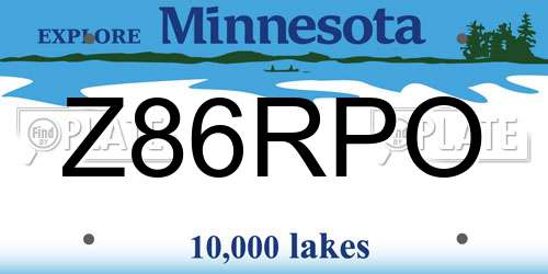 Z86RPO Minnesota License Plate