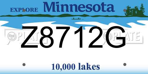 Z8712G Minnesota License Plate