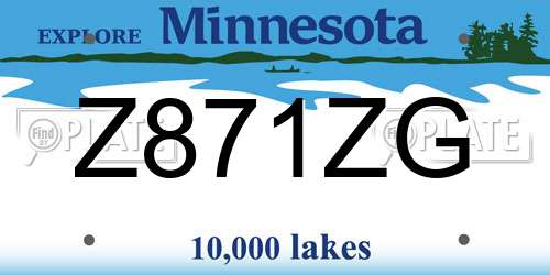 Z871ZG Minnesota License Plate