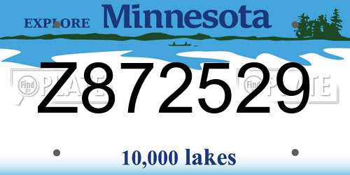 Z872529 Minnesota License Plate
