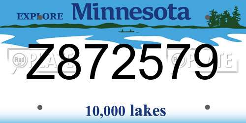 Z872579 Minnesota License Plate